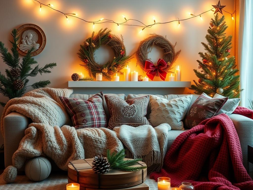 Przytulny dom na zimę: jak stworzyć ciepłą atmosferę przez tekstylia, światło i naturalne dodatki