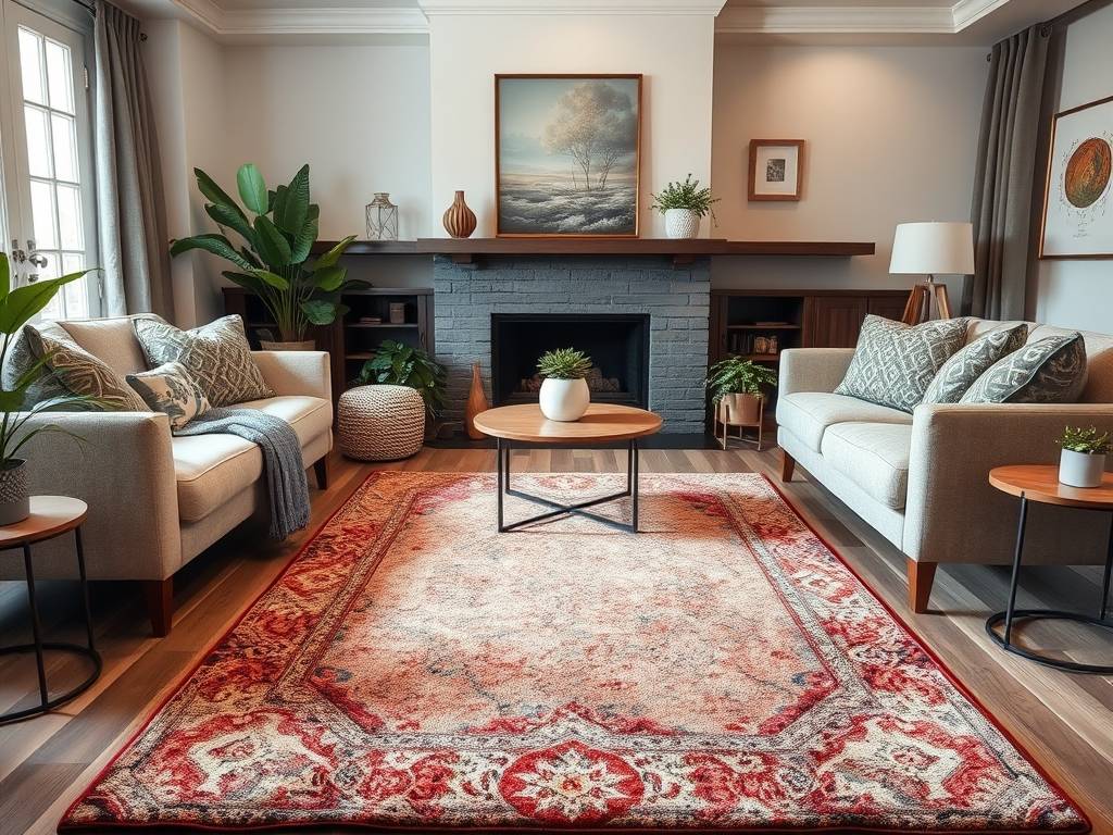 Dywan w salonie: jak ułożyć go względem mebli, by stworzyć funkcjonalną i przytulną przestrzeń