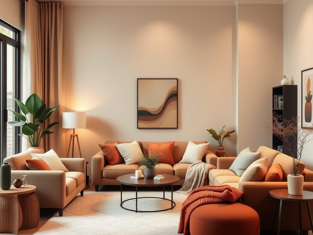 Ciepłe kolory do salonu: jak ocieplić wnętrze na lata, tworząc przytulną atmosferę