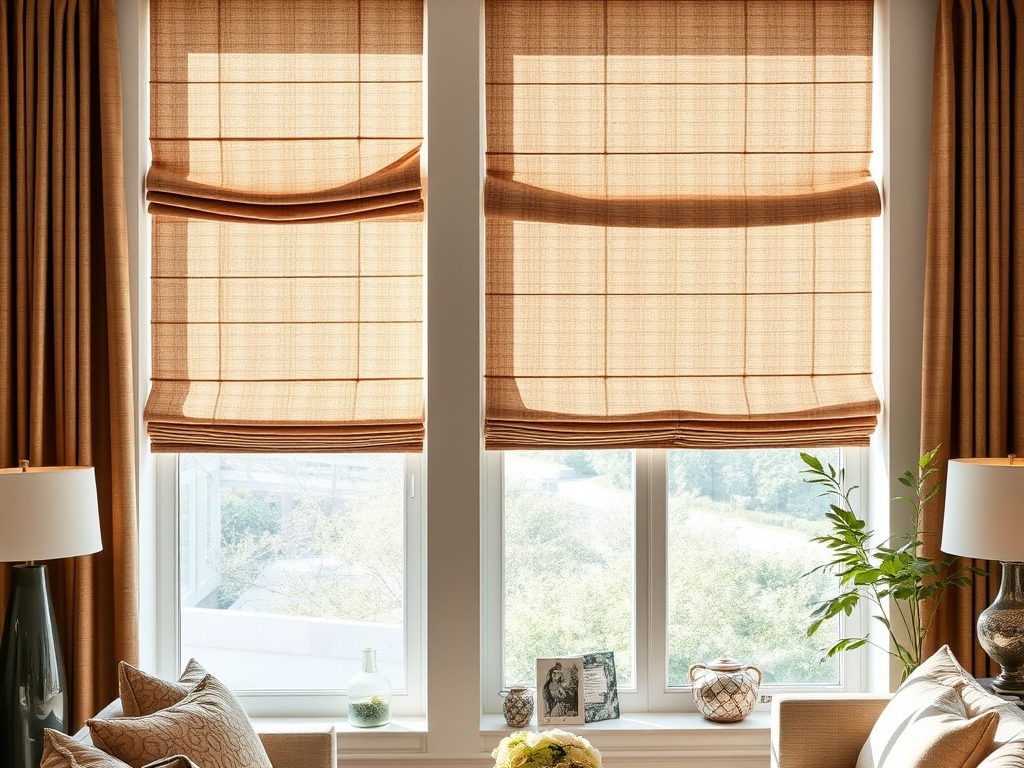 Rolety rzymskie do salonu: jak wybrać idealną tkaninę i mechanizm dla komfortu i stylu