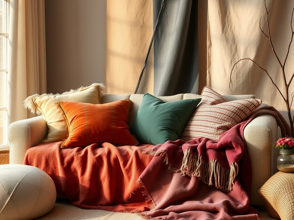 Warstwowanie tekstyliów zimą: jak łączyć tkaniny i kolory, by stworzyć ciepłe i przytulne wnętrze